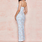 Summer Floral Print Dress Women Sexy Party Long Dresses Puff Short Sleeve