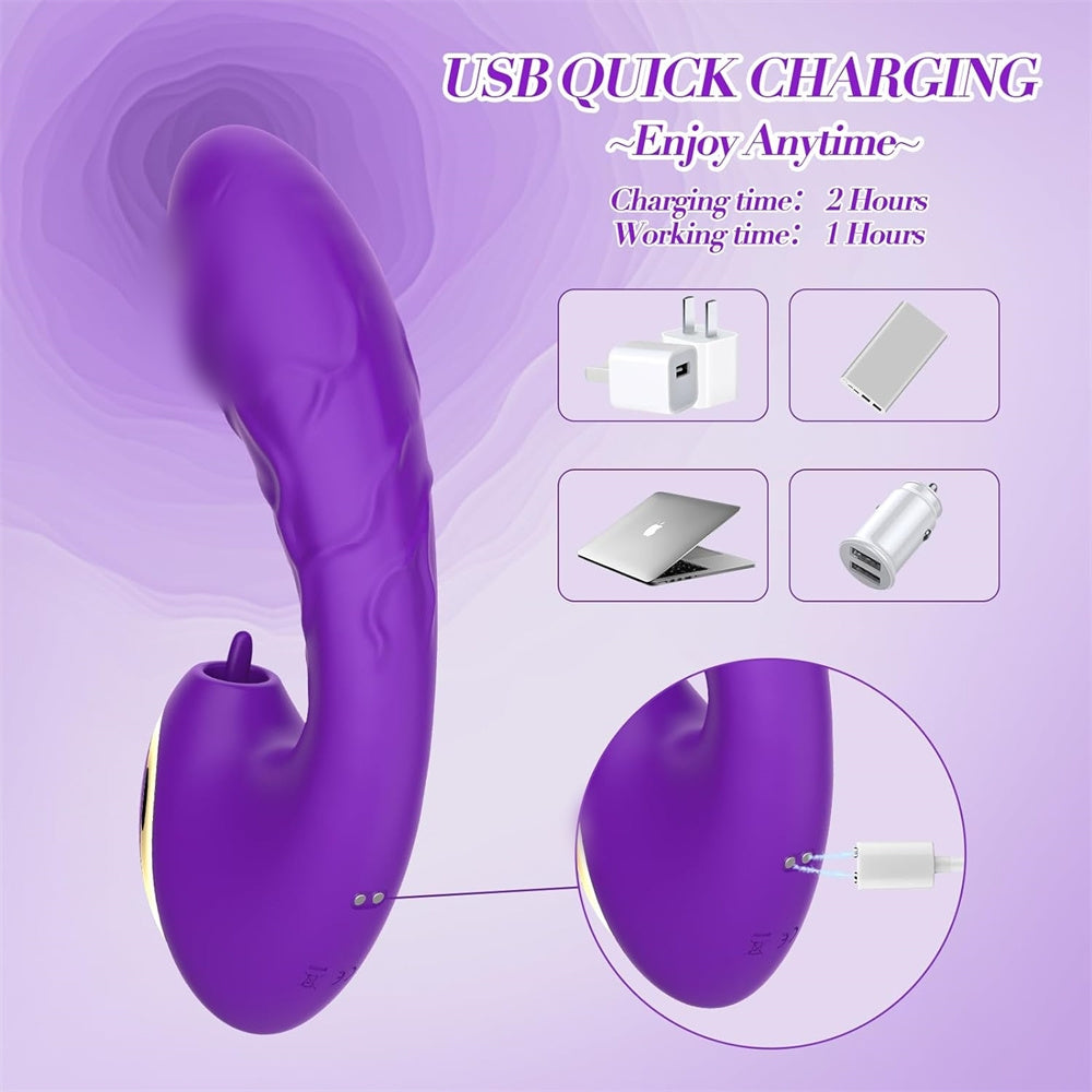 G Spot Vibrator 2 In 1 Wearable Vibrator Dildo With 10 Licking & Powerful Vibration