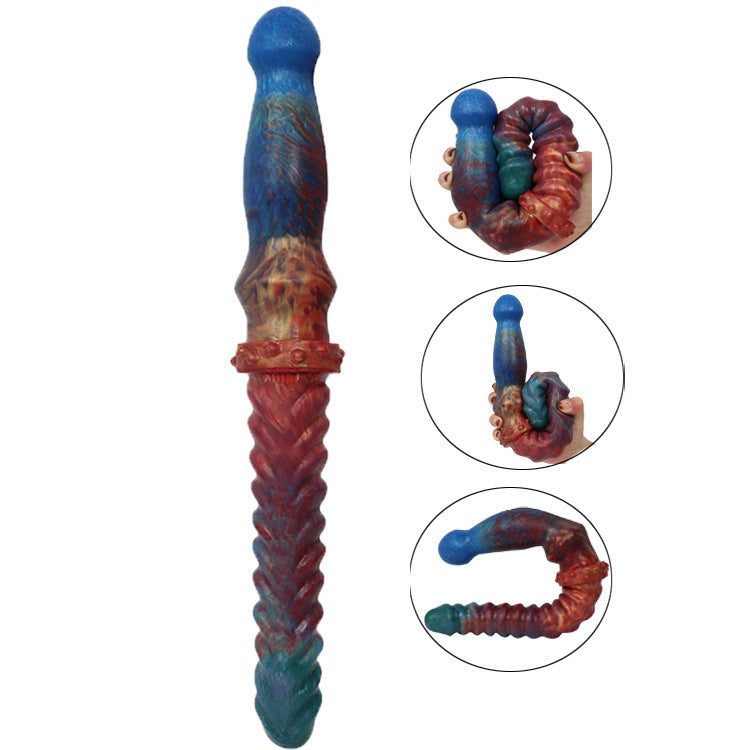 Color Double Head Dildo Fishbone Pattern Butt Plug For Women Secondary image