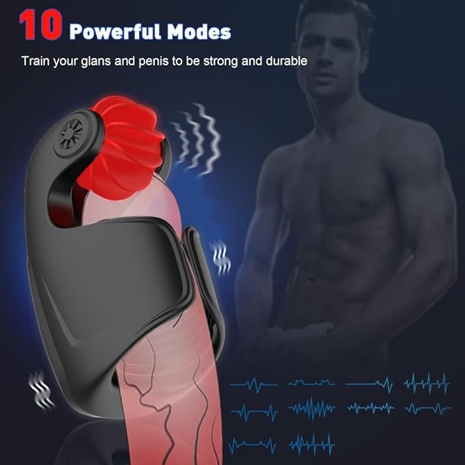 Male Masturbator- Penis- Training Vibrator, Tongue-Licking & 10 Vibrating Sex Main image
