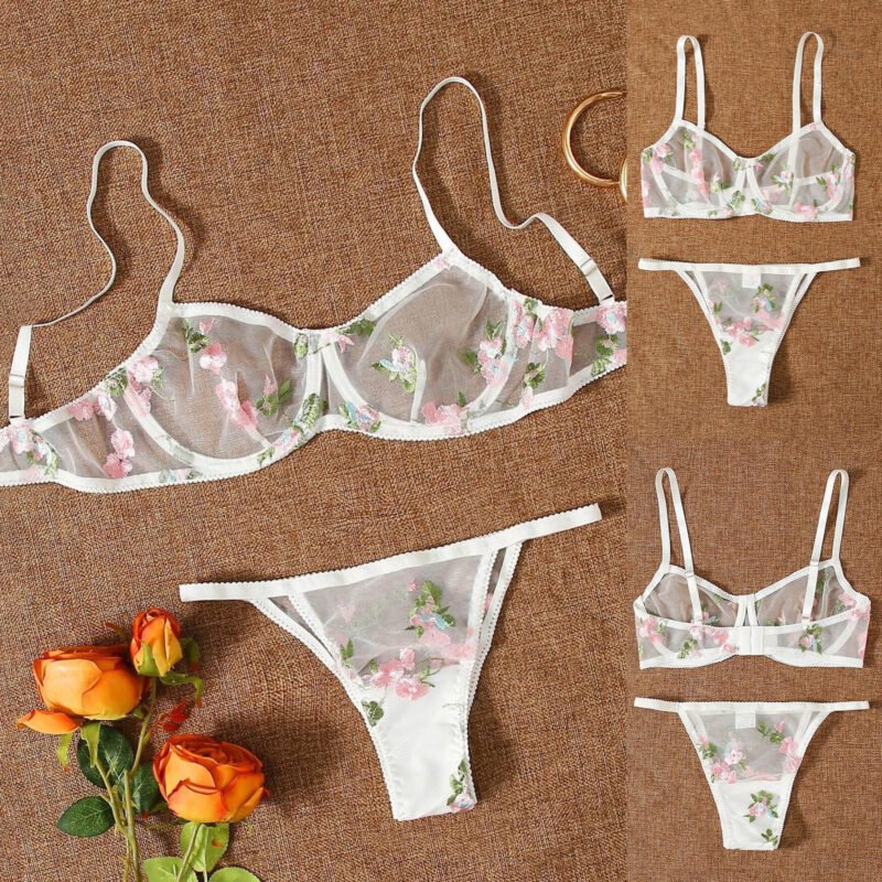 Three-point Mesh See-through Push Up Bra